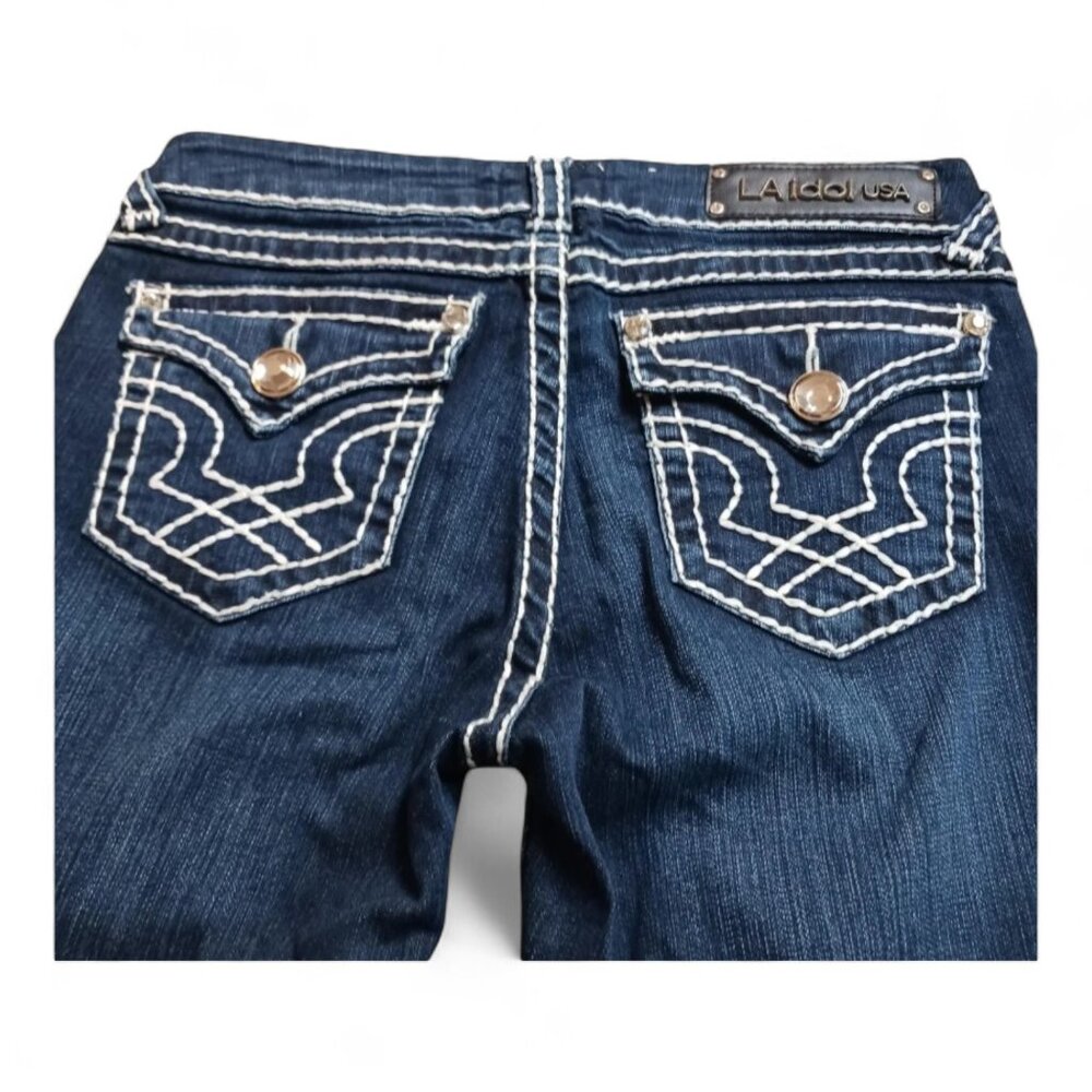 Vintage Y2K LA Idol Crystal Embellished Skinny Jeans – Size 7  US 28 - Picture 8 of 9